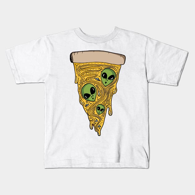 The Alien Pizza Kids T-Shirt by LEMOUS TEES